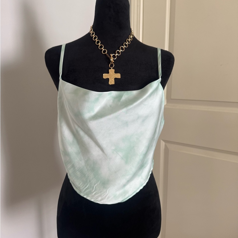 American Threads Green Asymmetrical Sleeveless Camisole
